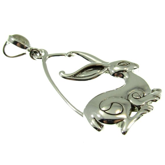 Solid 925 Sterling Silver Rabbit Ostara Pagan / Wiccan Pendant by Peter Stone - Picture 4 of 6